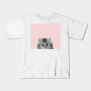 Blush pink kitten pop Kids T-Shirt